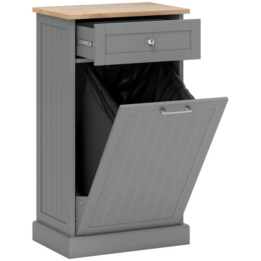 HOMCOM Tilt Out Trash Bin Cabinet Gray Freestanding Recycling Can Holder with Drawer
HOMCOM Tilt Out Trash Bin Cabinet Gray Freestanding Recycling Can Holder with Drawer