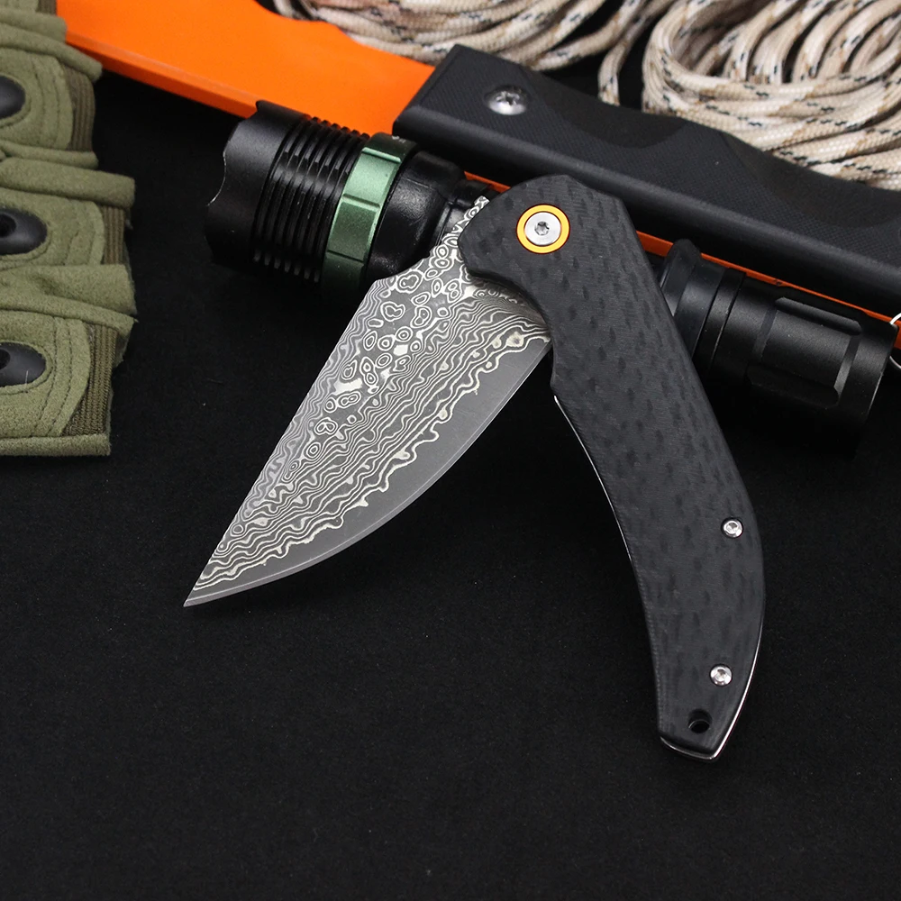 7.8" Damascus Folding Knife Hunting Camping Hiking Knife for men Wood/Carbon Fiber G10 Handle Outdoor Bushcraft Survival Knife
7.8" Damascus Folding Knife Hunting Camping Hiking Knife for men Wood/Carbon Fiber G10 Handle Outdoor Bushcraft Survival Knife