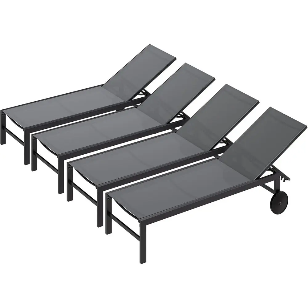 4-Piece Outdoor Chaise Lounge Set with Adjustable Backrest for Poolside Relaxation (Grey)
4-Piece Outdoor Chaise Lounge Set with Adjustable Backrest for Poolside Relaxation (Grey)