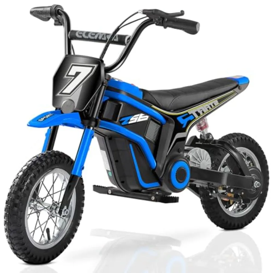 Electric Dirt Bike for kids: blue chain-driven motor, 350W, 15.5 mph, 150lb max, twist-grip throttle, hand brake, 12 air tires,
Electric Dirt Bike for kids: blue chain-driven motor, 350W, 15.5 mph, 150lb max, twist-grip throttle, hand brake, 12 air tires,