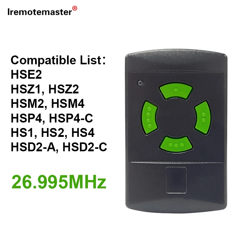 Clone HORMANN 26.995MHz HSM4 HS4 HSE4 HSM2 HSE2 HS1 HS2 HSZ1 HSZ2 Garage Door Remote Control
Clone HORMANN 26.995MHz HSM4 HS4 HSE4 HSM2 HSE2 HS1 HS2 HSZ1 HSZ2 Garage Door Remote Control