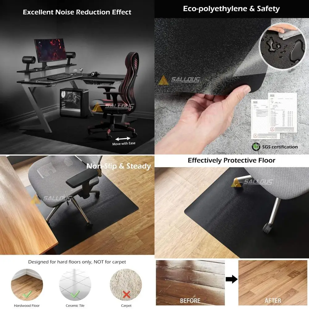 Большой коврик для стула из твердой древесины 63x51, нескользящая защита для офиса и игр, черный
Большой коврик для стула из твердой древесины 63x51, нескользящая защита для офиса и игр, черный