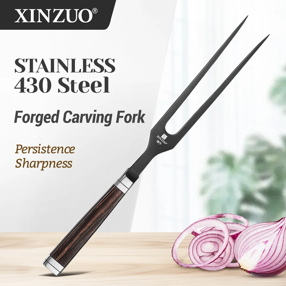 XINZUO Premium 430 Stainless Steel Carving Fork Non-slip Wood Handle Professional Kitchen Tool for BBQ Roasting & Meat Cutting
XINZUO Premium 430 Stainless Steel Carving Fork Non-slip Wood Handle Professional Kitchen Tool for BBQ Roasting & Meat Cutting