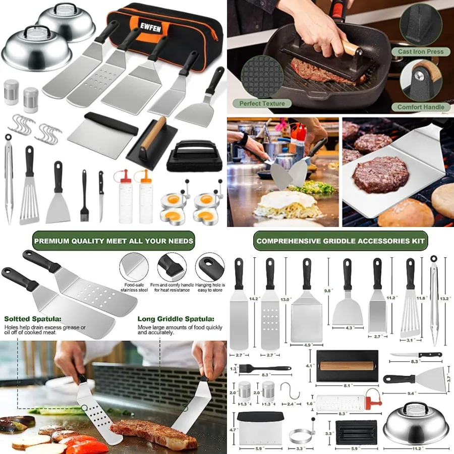 35PCS Griddle Accessories Kit, Flat Top Grill Accessories Set for Blackstone and Camp Chef, Grill Spatula Set with Enlarged Spa
35PCS Griddle Accessories Kit, Flat Top Grill Accessories Set for Blackstone and Camp Chef, Grill Spatula Set with Enlarged Spa