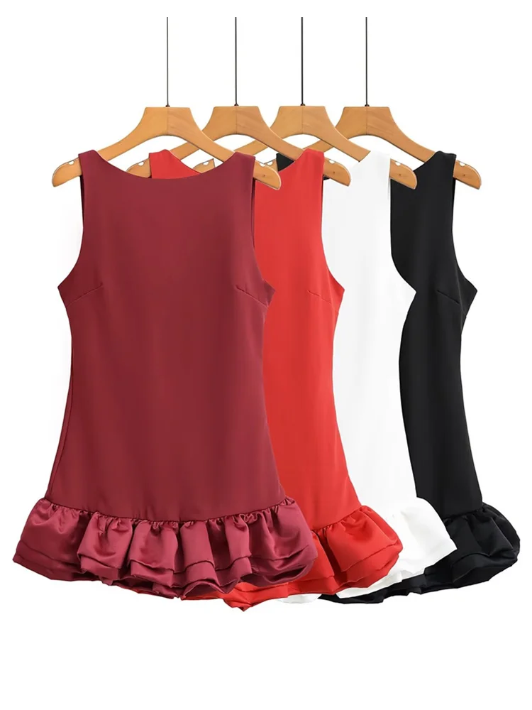 Zevity Women High Street Sleeveless Solid Hem Ruffles Patchwork Vest Mini Dress Female Chic Zipper Slim Party Vestidos DS7328
Zevity Women High Street Sleeveless Solid Hem Ruffles Patchwork Vest Mini Dress Female Chic Zipper Slim Party Vestidos DS7328