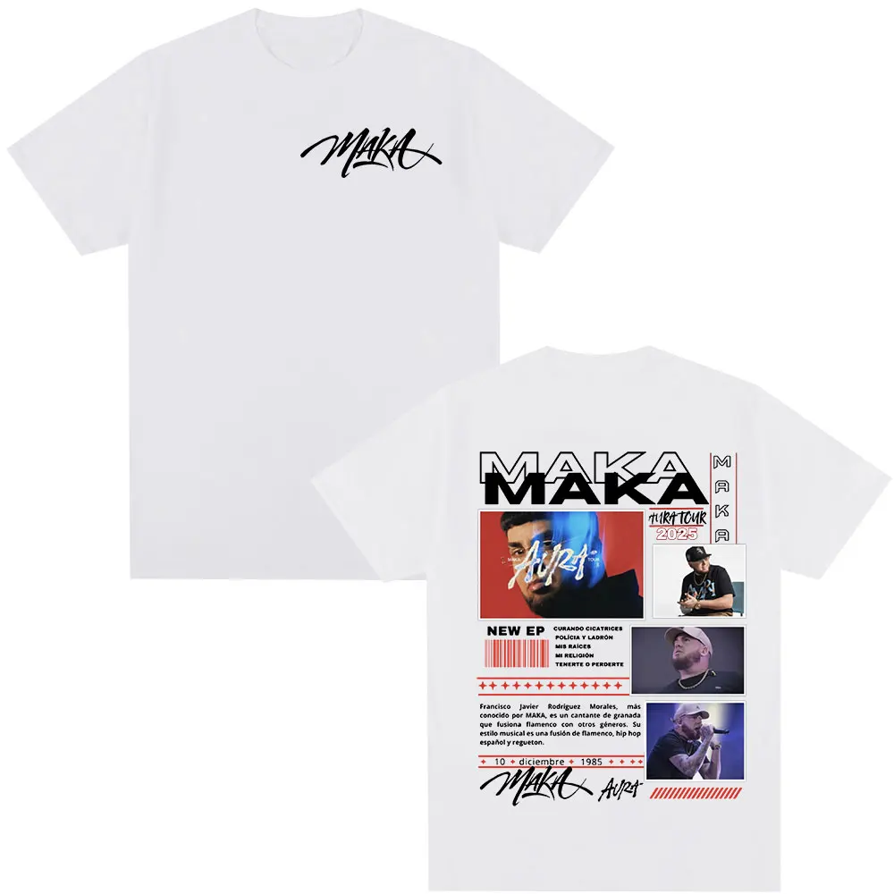 Мужские и женские футболки с рэпером Maka Aura 2025 Tour, модный уличный повседневный хлопковый топ высокого качества с короткими рукавами в стиле ретро
Мужские и женские футболки с рэпером Maka Aura 2025 Tour, модный уличный повседневный хлопковый топ высокого качества с короткими рукавами в стиле ретро