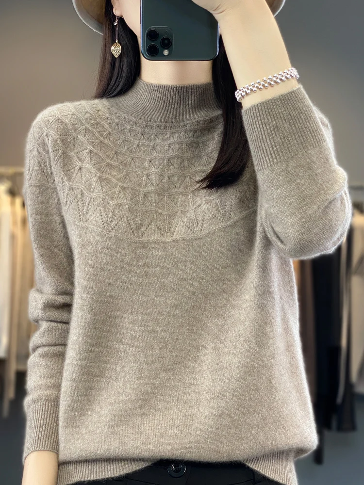 2024 New Autumn Winter Women Cashmere Sweater 100% Merino Wool Knitted Mock Neck Pullover Ladylike Top 2024 New Spring Autumn
2024 New Autumn Winter Women Cashmere Sweater 100% Merino Wool Knitted Mock Neck Pullover Ladylike Top 2024 New Spring Autumn