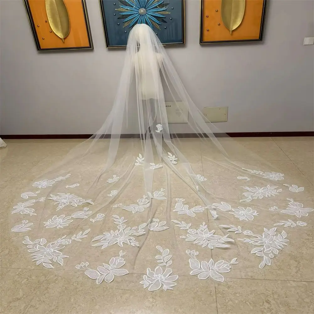 Ivory Floral Wedding Veil Single Layer 3m Long Bridal Veil with Comb Cathedral Style Real Photos Bridal Accessories
Ivory Floral Wedding Veil Single Layer 3m Long Bridal Veil with Comb Cathedral Style Real Photos Bridal Accessories