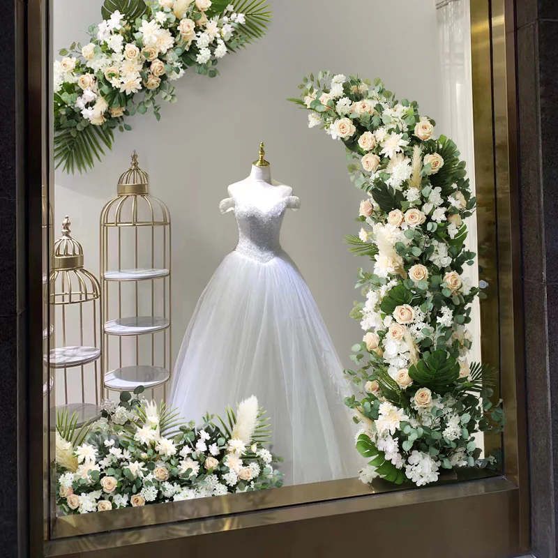 Custom Champagne Moon Shape Flower Arrangement Rose Artificial Flower Row Wedding Arch Decor Backdrop Flower Wall Window Display
Custom Champagne Moon Shape Flower Arrangement Rose Artificial Flower Row Wedding Arch Decor Backdrop Flower Wall Window Display