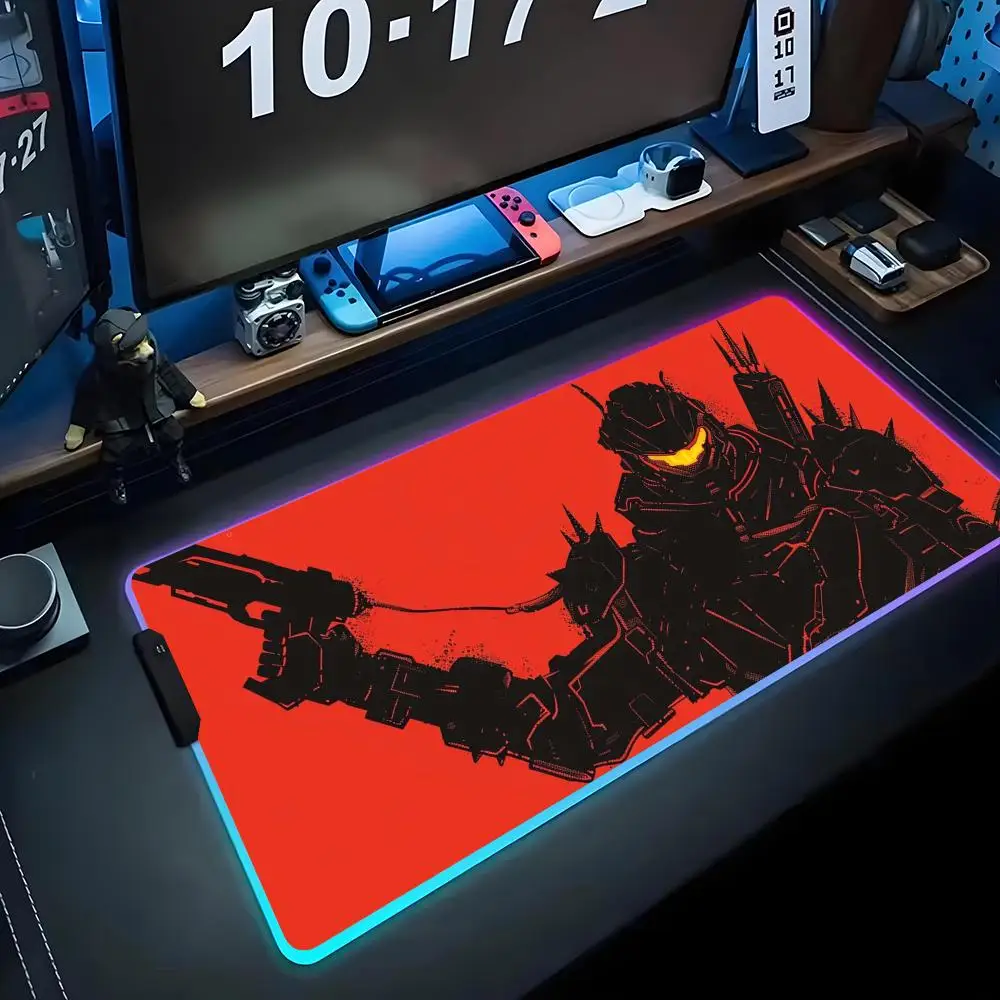 ultrakill Mouse Pad RGB Gaming Mousepad Big LED Pad PC Desk Mat Luminous Mouse Pad Large Keyboard Mats Table Rug With Backlit