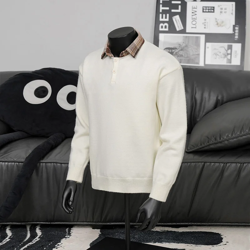 Поддельная рубашка из двух предметов, свитер, базовая рубашка, мужской пуловер, контрастный цвет, модный топ с длинными рукавами 
Поддельная рубашка из двух предметов, свитер, базовая рубашка, мужской пуловер, контрастный цвет, модный топ с длинными рукавами