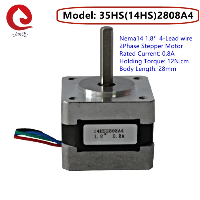 2 phase 28mm 0.8A 12N.cm nema14 35bygh stepper motor application for 3D printer, 35HS2808A4
2 phase 28mm 0.8A 12N.cm nema14 35bygh stepper motor application for 3D printer, 35HS2808A4