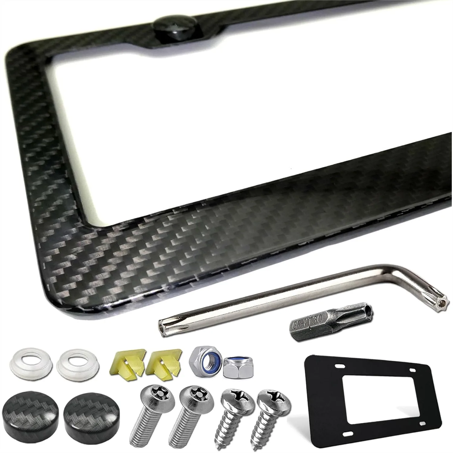Carbon Fiber License Plate Frame, Handcrafted Real Carbon Fiber Cloth Wrap, Wide Edge Stainless Steel with Screws Caps, 1 Pack 2
Carbon Fiber License Plate Frame, Handcrafted Real Carbon Fiber Cloth Wrap, Wide Edge Stainless Steel with Screws Caps, 1 Pack 2