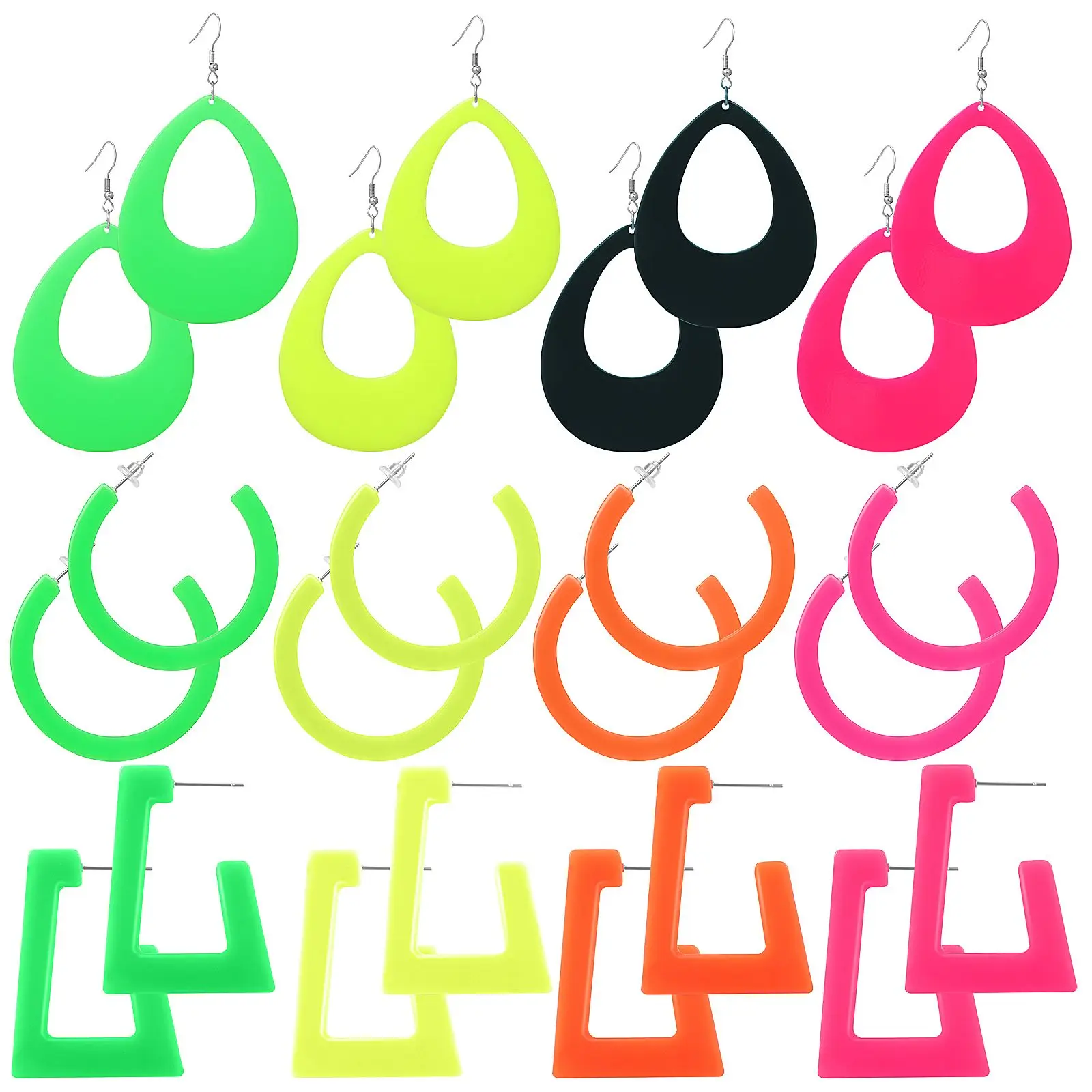 12 Pairs Neon Earrings for Women Bright Colorful Dangle Drop Neon Earrings For Women Stud Candy Fashion Jewelry
12 Pairs Neon Earrings for Women Bright Colorful Dangle Drop Neon Earrings For Women Stud Candy Fashion Jewelry