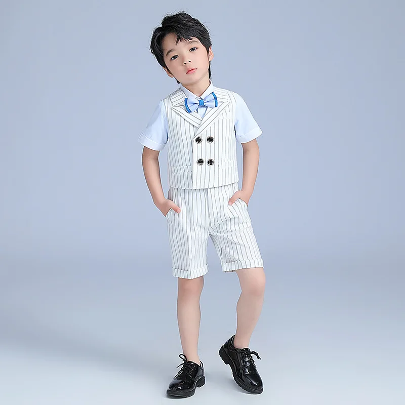 Boys Summer Striped Vest Suit Set Children's Speech Host Performance Dress Costume Kids Waistcoat Shorts Shirt Clothing Set
Boys Summer Striped Vest Suit Set Children's Speech Host Performance Dress Costume Kids Waistcoat Shorts Shirt Clothing Set