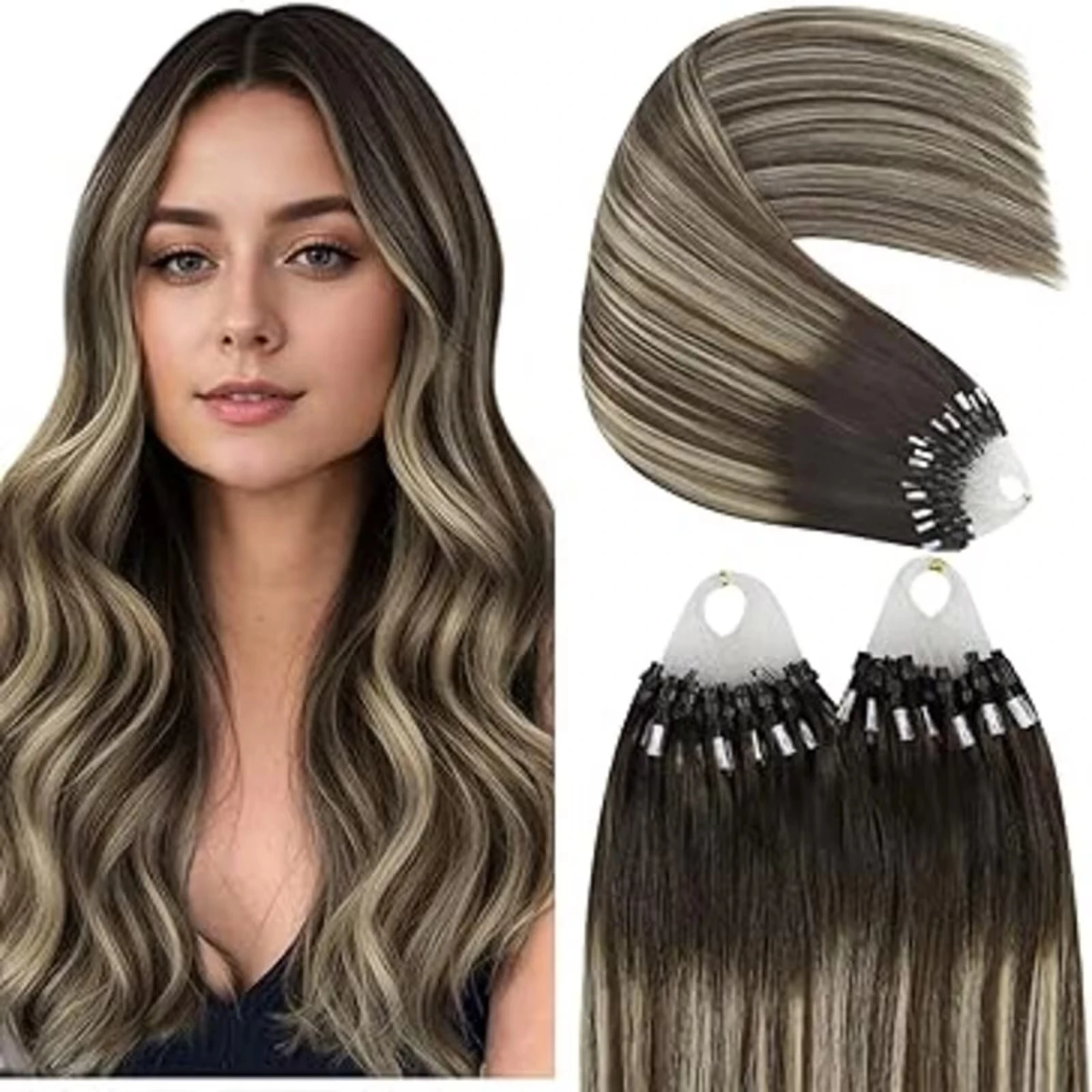 YoungSee Micro Link Hair Extensions Remy Hair Extensions for Women Cold Fusion 50G 14-24Inch Straight Micro Ring Hair
YoungSee Micro Link Hair Extensions Remy Hair Extensions for Women Cold Fusion 50G 14-24Inch Straight Micro Ring Hair