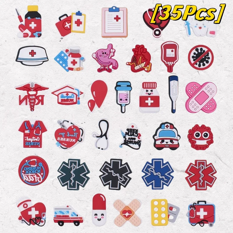 35Pcs Kinds Of Medical Care Series Design Shoe Charm For DIY Cartoon Nurse Garden Slipper Decor Mix Button Buckle
35Pcs Kinds Of Medical Care Series Design Shoe Charm For DIY Cartoon Nurse Garden Slipper Decor Mix Button Buckle