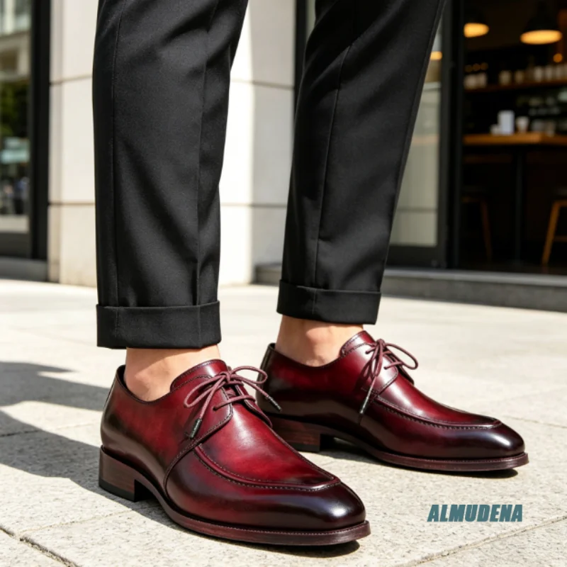 Burgundy Black Gradient Polished Leather Derby Shoes Men Fashion Lace Up Outdoor Spring Autumn Comfortable Formal Dress Shoes
Burgundy Black Gradient Polished Leather Derby Shoes Men Fashion Lace Up Outdoor Spring Autumn Comfortable Formal Dress Shoes
