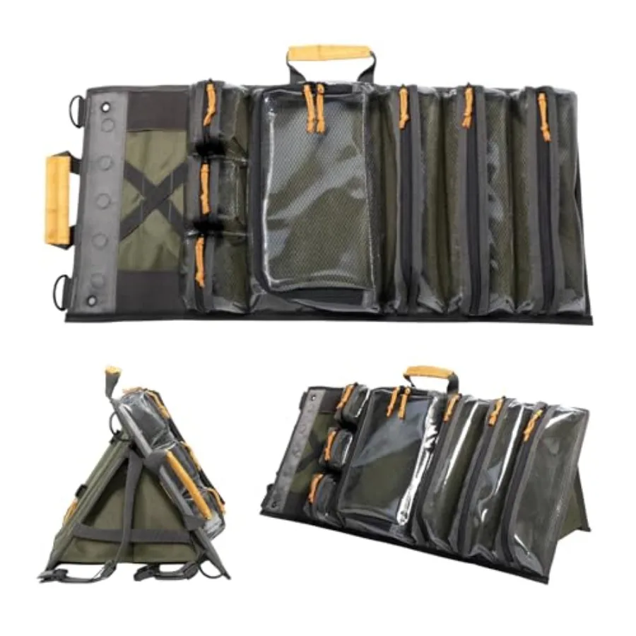 Heavy Duty Roll Up Tool Bag Organizer w/Kickstand for Upright Visibility and Easy Access 7 Pockets w/Zippers Multiple Carrying
Heavy Duty Roll Up Tool Bag Organizer w/Kickstand for Upright Visibility and Easy Access 7 Pockets w/Zippers Multiple Carrying