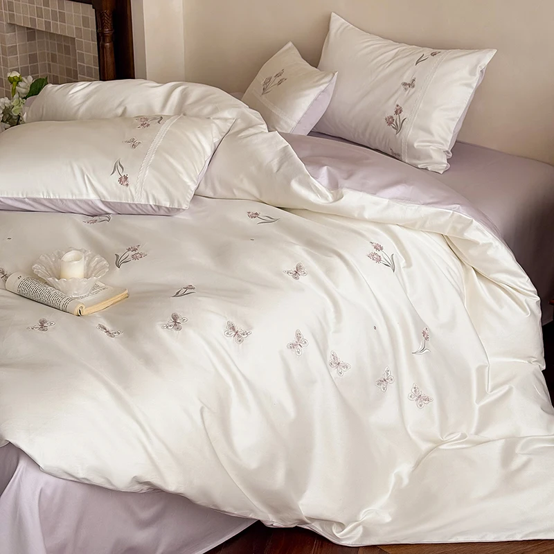 600TC Egyptian Cotton Luxury Bedding Set Butterfly Embroidery Duvet Cover Bed Sheet Pillowcases Full Double Queen King Size 4Pcs
600TC Egyptian Cotton Luxury Bedding Set Butterfly Embroidery Duvet Cover Bed Sheet Pillowcases Full Double Queen King Size 4Pcs