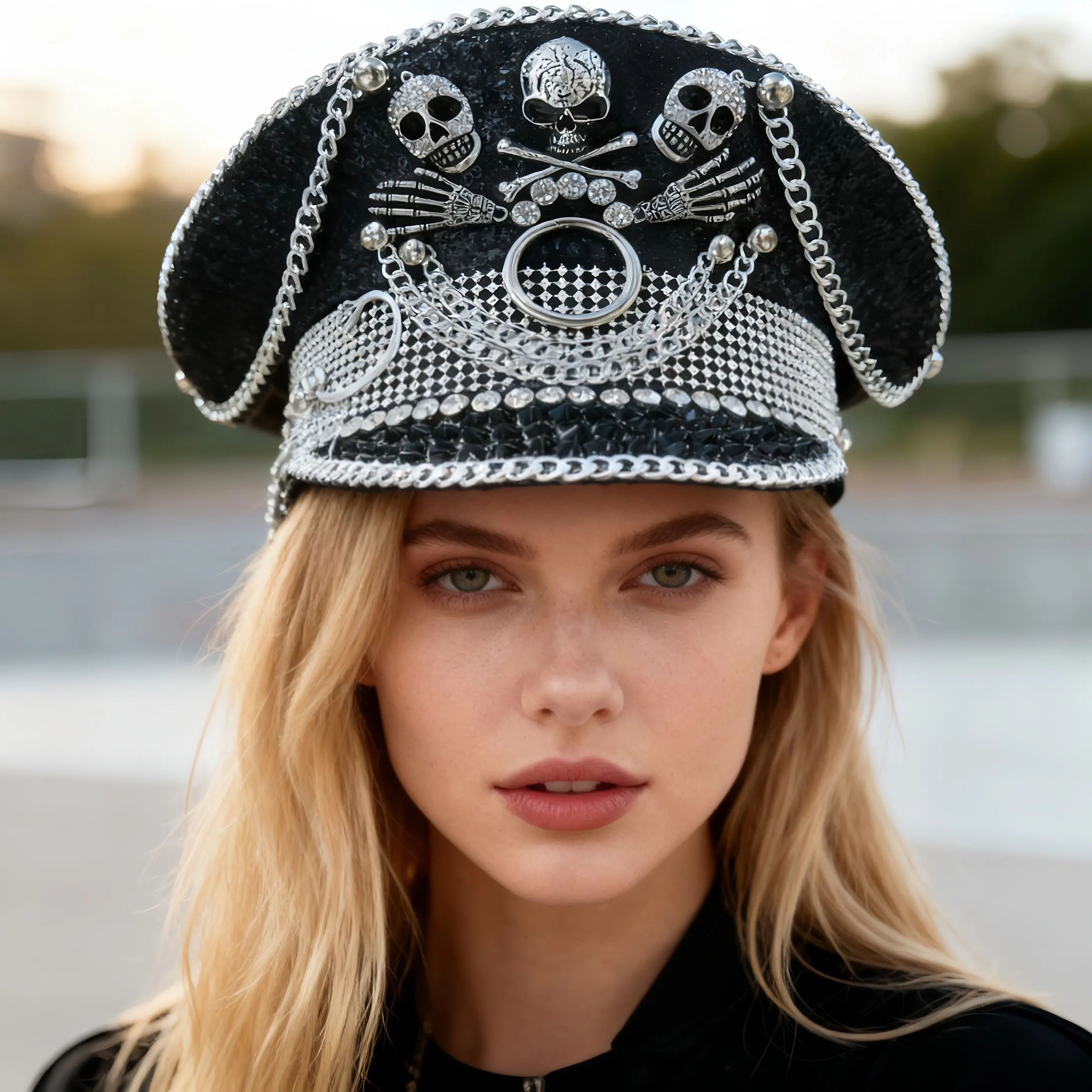 HongLuan Glitter Black Disco Music Festival Captain Hat Rhinestone for Carnival, Rave Festivals Accessories & Party Hat Woman
HongLuan Glitter Black Disco Music Festival Captain Hat Rhinestone for Carnival, Rave Festivals Accessories & Party Hat Woman