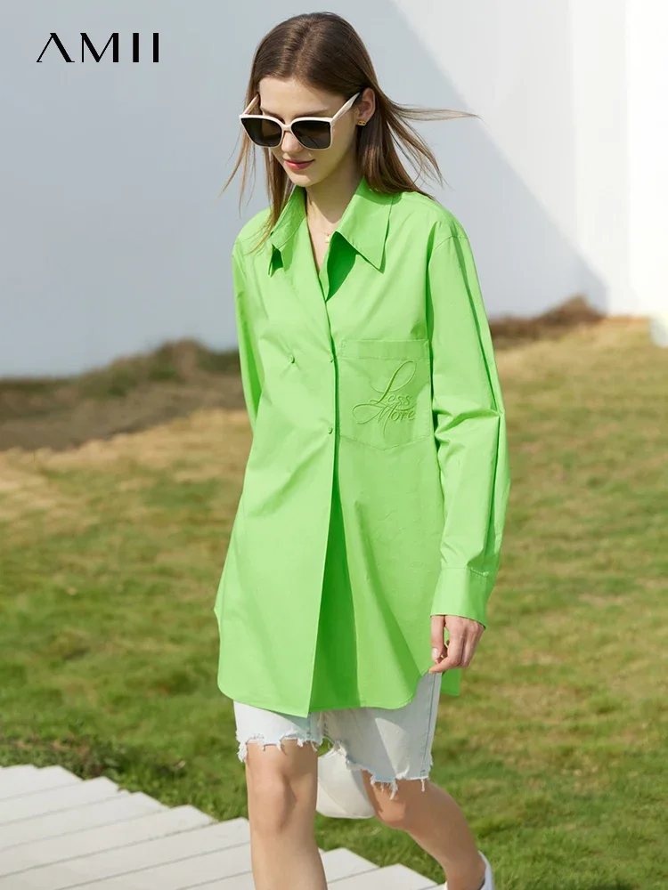 AMII Women's Shirt 2025 Autumn New 100% Cotton Fashion Loose Turn-down Collar Embroidery Solid Mid-length Blouse Tops 12371039
AMII Women's Shirt 2025 Autumn New 100% Cotton Fashion Loose Turn-down Collar Embroidery Solid Mid-length Blouse Tops 12371039