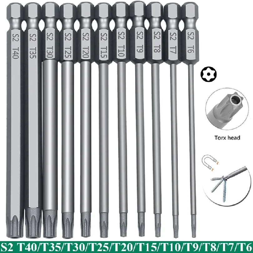 11 PCS Torx Security Bit Set S2 Steel Magnetic Security Screwdriver Set 50/100mm Star Screwdriver Set for Shark Vacuum T6-T40
11 PCS Torx Security Bit Set S2 Steel Magnetic Security Screwdriver Set 50/100mm Star Screwdriver Set for Shark Vacuum T6-T40