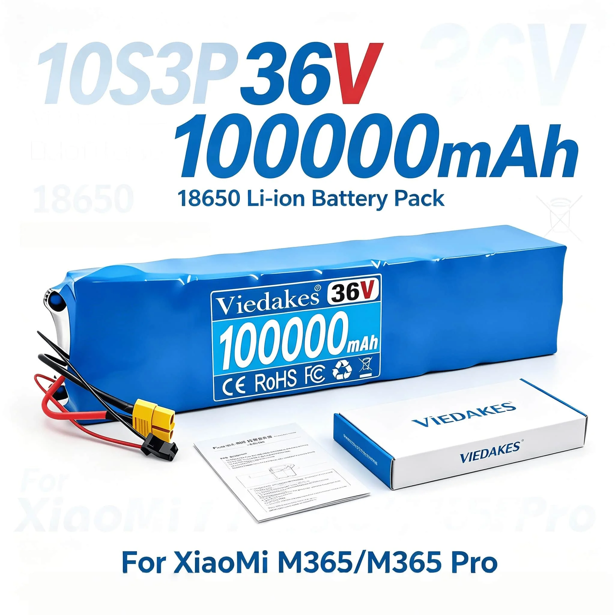 ✨Large Capacity Power Battery 100000mAh 36V VIEDAKES 10S3P, Easy Installation for M365 M365 Pro, Customizable Interface
✨Large Capacity Power Battery 100000mAh 36V VIEDAKES 10S3P, Easy Installation for M365 M365 Pro, Customizable Interface