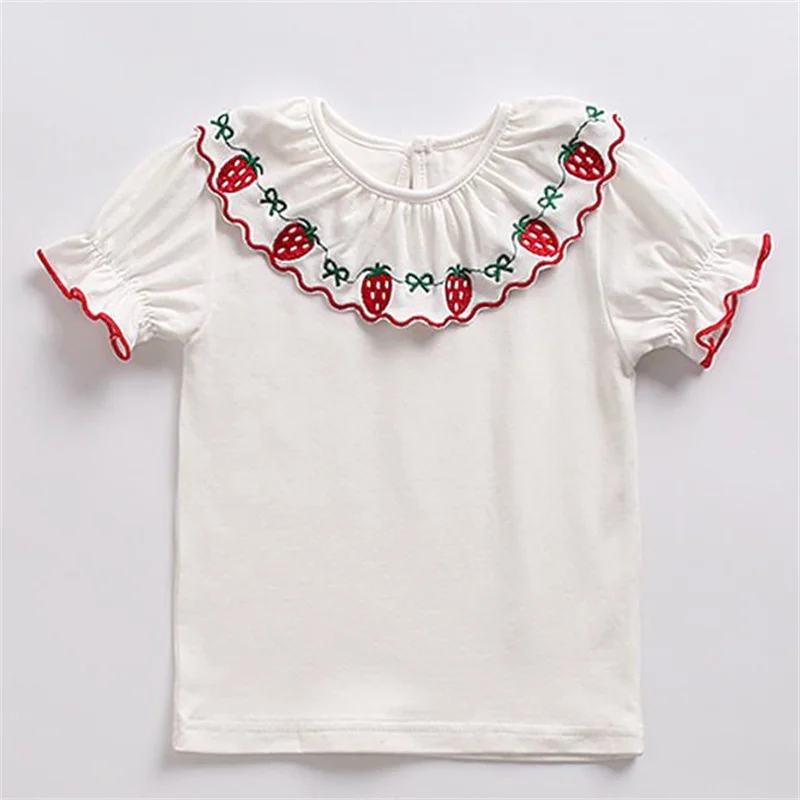 Children's pure cotton bottoming strawberry embroidery T-shirt girls short-sleeved summer baby top
Children's pure cotton bottoming strawberry embroidery T-shirt girls short-sleeved summer baby top