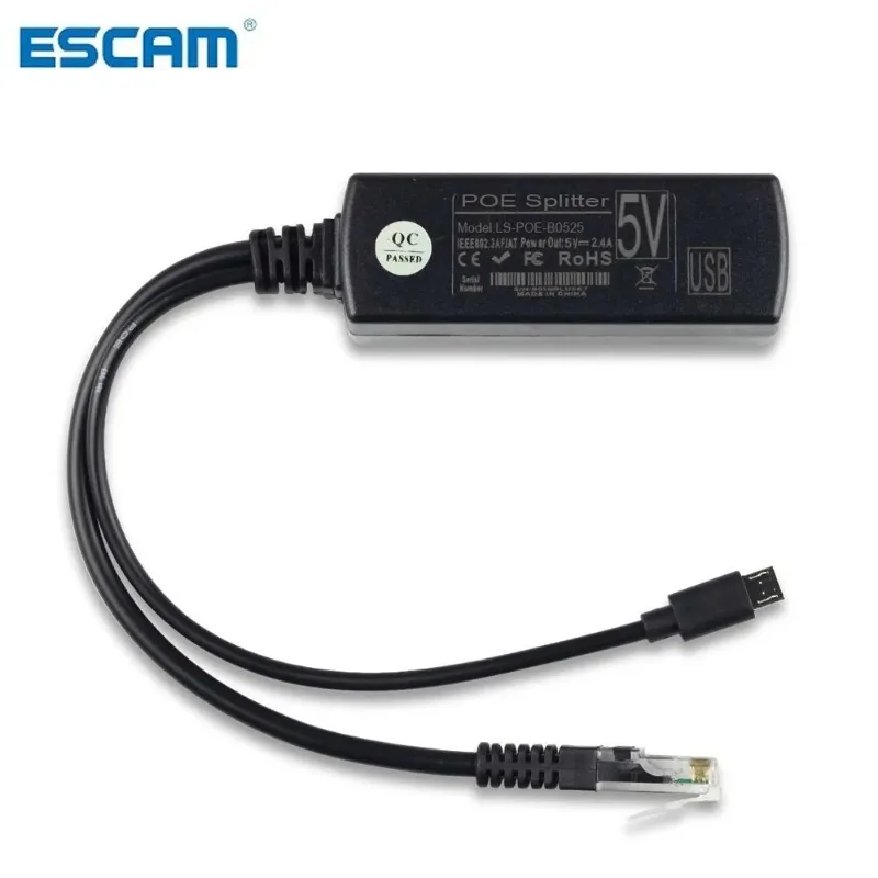 ESCAM IEEE 802.3af Micro USB Активный сплиттер PoE Power Over Ethernet 48 В до 5 В 2,4 А для планшетов, Dropcam или Raspberry Pi
ESCAM IEEE 802.3af Micro USB Активный сплиттер PoE Power Over Ethernet 48 В до 5 В 2,4 А для планшетов, Dropcam или Raspberry Pi