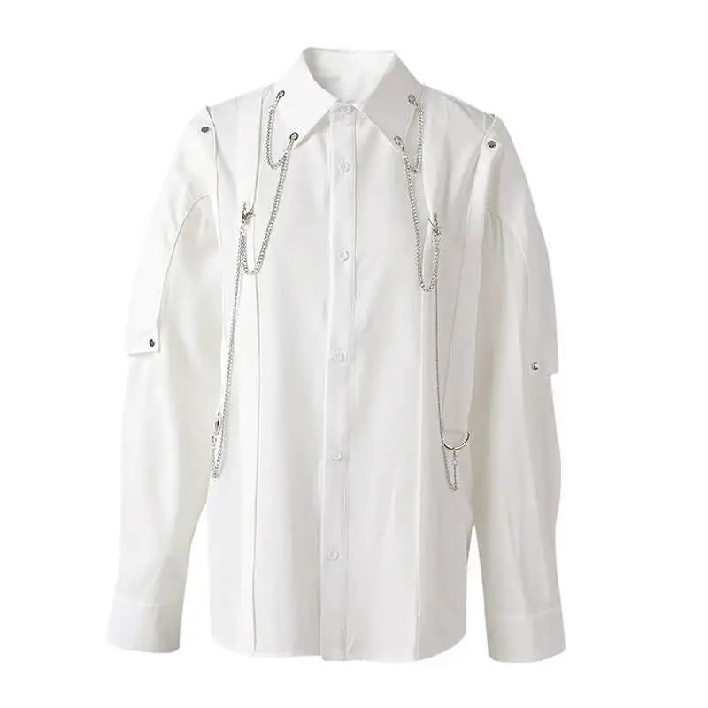 HUISONG Women Black Metal Chain Spliced Big Size Blouse New Lapel Long Sleeve Shirt Fashion Tide Spring Autumn 2025 3lmn08
HUISONG Women Black Metal Chain Spliced Big Size Blouse New Lapel Long Sleeve Shirt Fashion Tide Spring Autumn 2025 3lmn08