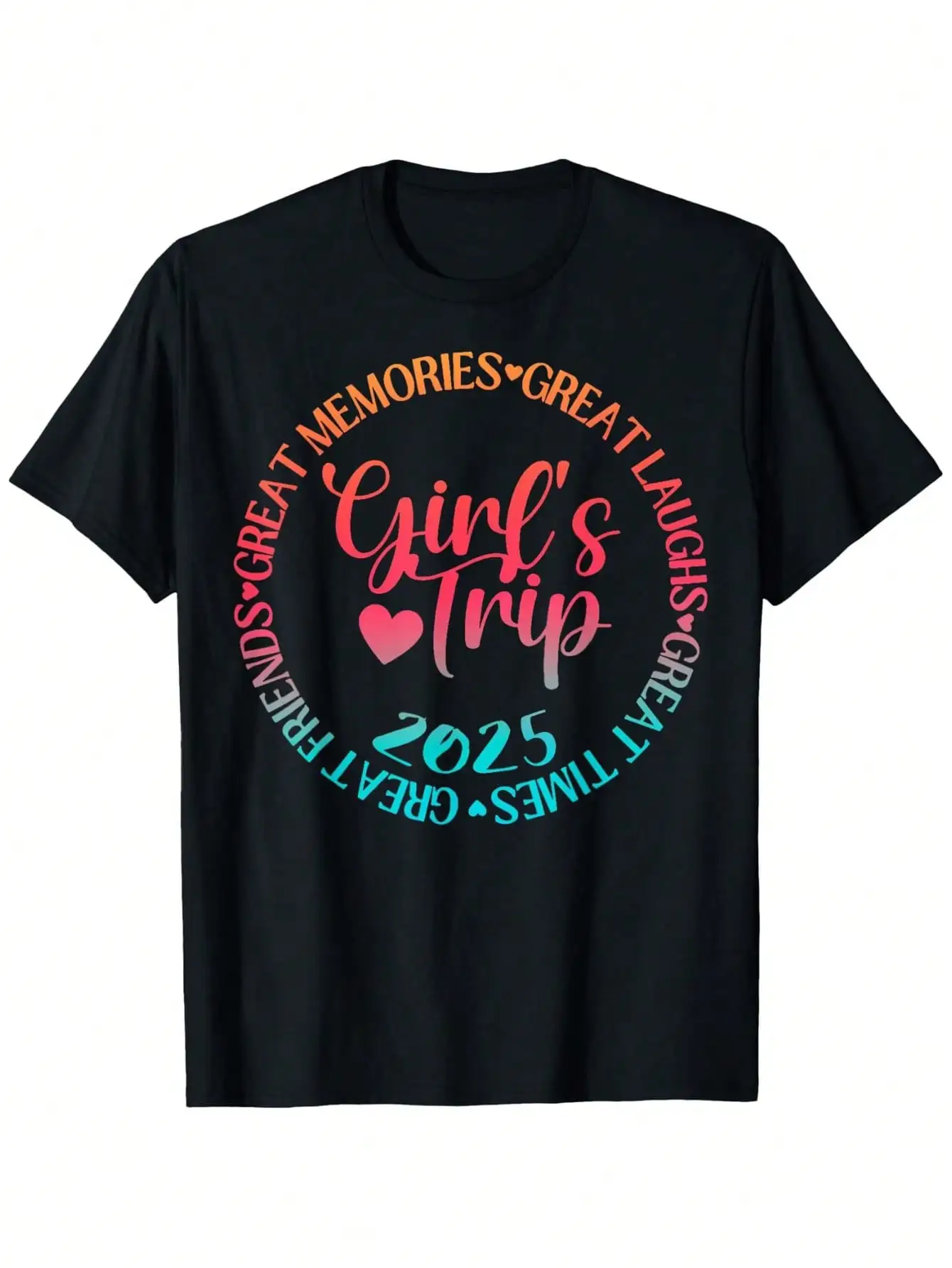 Girls Trip 2025 Friendship Tee - 100% Cotton, Colorful Print, Round Neck, Black, Sizes S-X
Girls Trip 2025 Friendship Tee - 100% Cotton, Colorful Print, Round Neck, Black, Sizes S-X