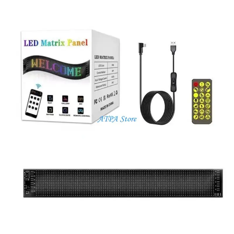 U13C USB Car Display Scrolling LED Sign 5V RGB Remote APP Control Flexible Pattern