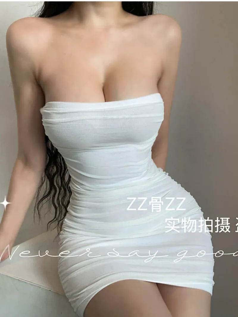 New French Pure Desire Style Sexy Off Shoulder Mesh Pleated Slimming Strapless Short Dress Elegant Fashion Sexy Korena Women 8P2
New French Pure Desire Style Sexy Off Shoulder Mesh Pleated Slimming Strapless Short Dress Elegant Fashion Sexy Korena Women 8P2