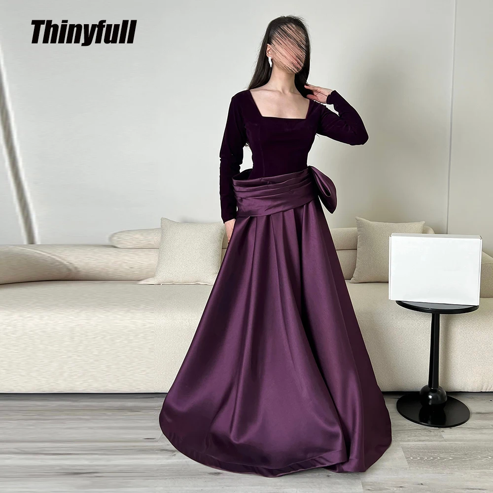 Thinyfull A-line Satin/Velvet Arab Prom Dresses Square Collar Long Sleeves Evening Gowns Robe De Soirée Formal Dress Customized
Thinyfull A-line Satin/Velvet Arab Prom Dresses Square Collar Long Sleeves Evening Gowns Robe De Soirée Formal Dress Customized