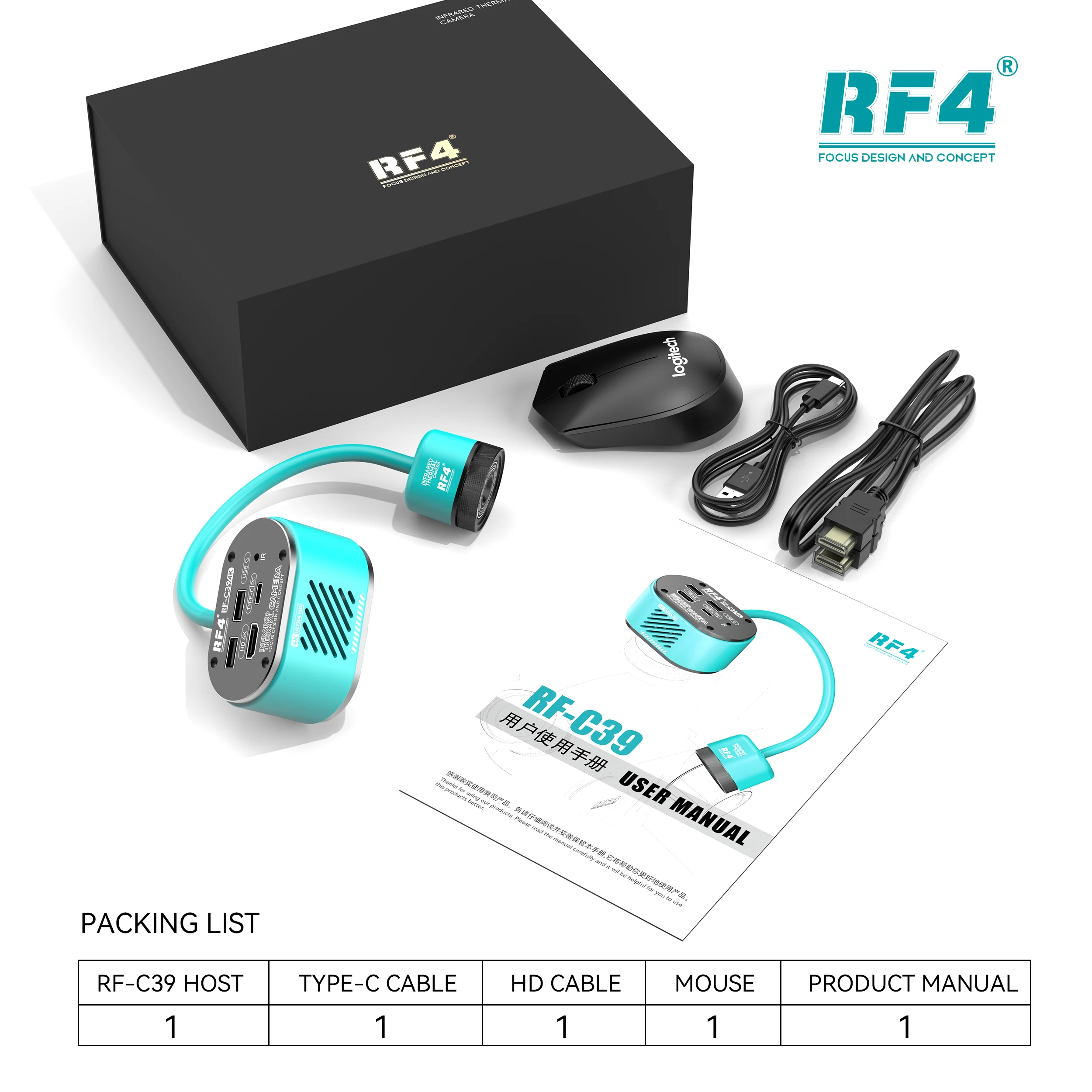 RF4 4K Camera Dual-Spectral Thermal Camera Short Circuit Thermometer For Motherboard Repair RF-C39