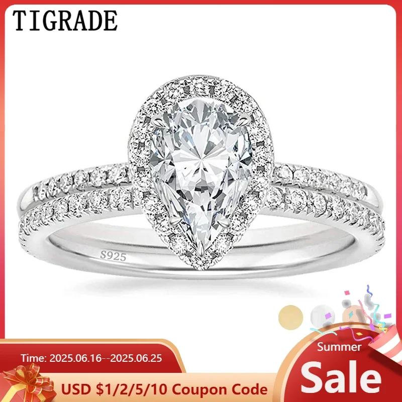 TIGRADE 925 Sterling Silver Wedding Band Teardrop Bridal Rings Sets Halo Cubic Zirconia Solitaire Engagement Ring For Women Size
TIGRADE 925 Sterling Silver Wedding Band Teardrop Bridal Rings Sets Halo Cubic Zirconia Solitaire Engagement Ring For Women Size