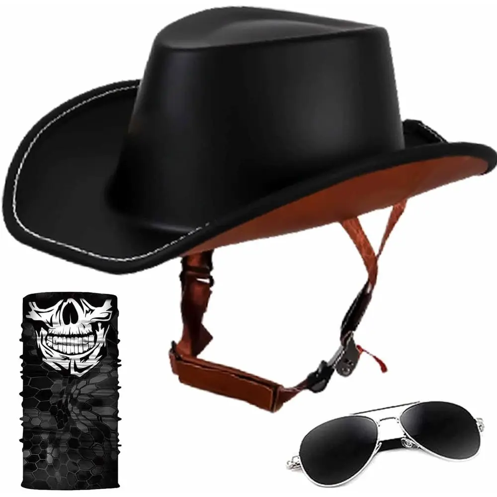 Vintage-Style Motorcycle Half Helmet with Western Cowboy Design, DOT Certified, Unisex for Adults, Quick Release Buckle, Removab
Vintage-Style Motorcycle Half Helmet with Western Cowboy Design, DOT Certified, Unisex for Adults, Quick Release Buckle, Removab
