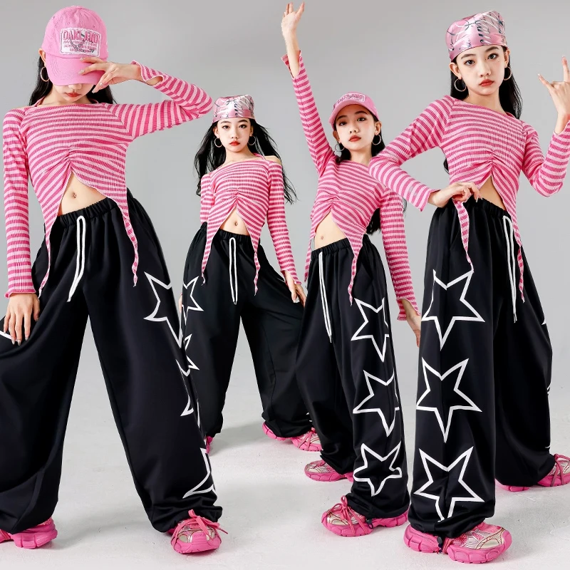 Hip Hop Children Clothing Street Dance Costume Pink Striped Top Black Shuffle Pants Kids Kpop Stage Outfit Girls Clothes AMY1309
Hip Hop Children Clothing Street Dance Costume Pink Striped Top Black Shuffle Pants Kids Kpop Stage Outfit Girls Clothes AMY1309