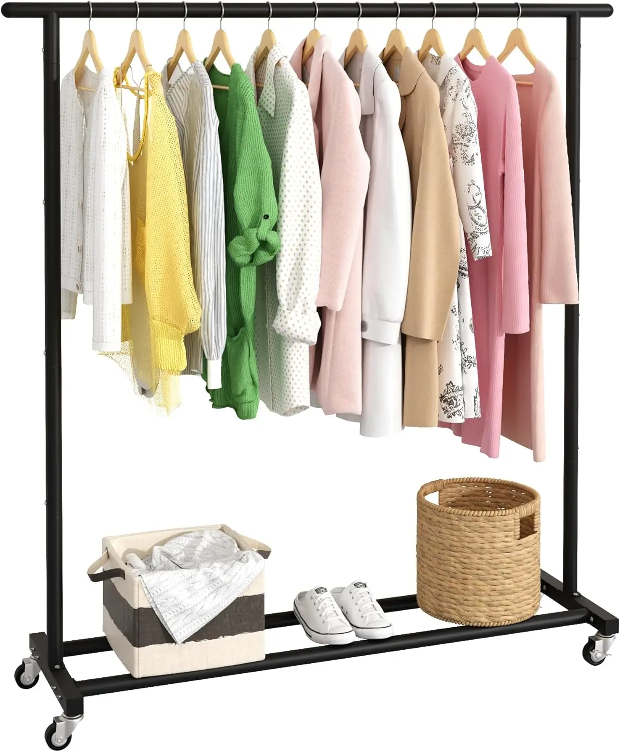 Metal Rolling Clothing Rack Adjustable Freestanding Garment Organizer with Wheels, Space-Saving Design for Home, Closet,
Metal Rolling Clothing Rack Adjustable Freestanding Garment Organizer with Wheels, Space-Saving Design for Home, Closet,