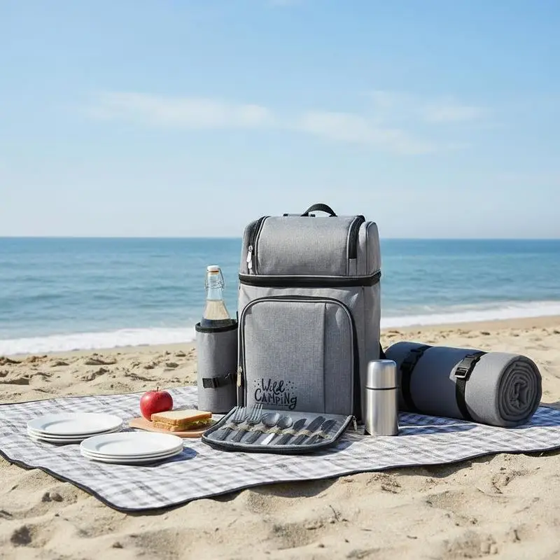 Free Shipping-Outdoor Picnic Rucksack 16x12x8 Inch For Hiking Camping Beach, Insulated Cooler Compartment Detachable Wine Holder Fleece Blanket Plates Cutlery Set Grey
Free Shipping-Outdoor Picnic Rucksack 16x12x8 Inch For Hiking Camping Beach, Insulated Cooler Compartment Detachable Wine Holder Fleece Blanket Plates Cutlery Set Grey
