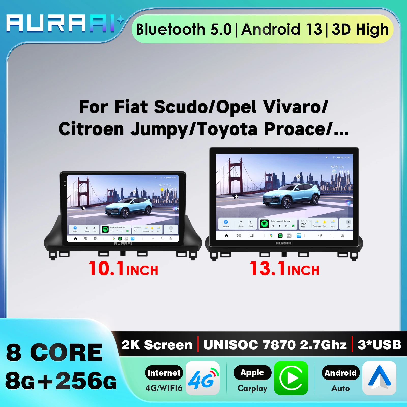 13.1" Android Auto Carplay Radio For Fiat Scudo/ Opel Vivaro/ Citroen Jumpy/ Toyota Proace/ Peugeot Traveller/ Expert 2024-2026
13.1" Android Auto Carplay Radio For Fiat Scudo/ Opel Vivaro/ Citroen Jumpy/ Toyota Proace/ Peugeot Traveller/ Expert 2024-2026
