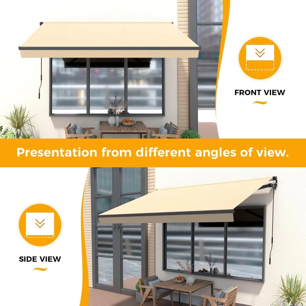 10x8 Retractable Awning for Patio, Manual Awnings, Sunshade Shelter Crank Handle, Customized
10x8 Retractable Awning for Patio, Manual Awnings, Sunshade Shelter Crank Handle, Customized