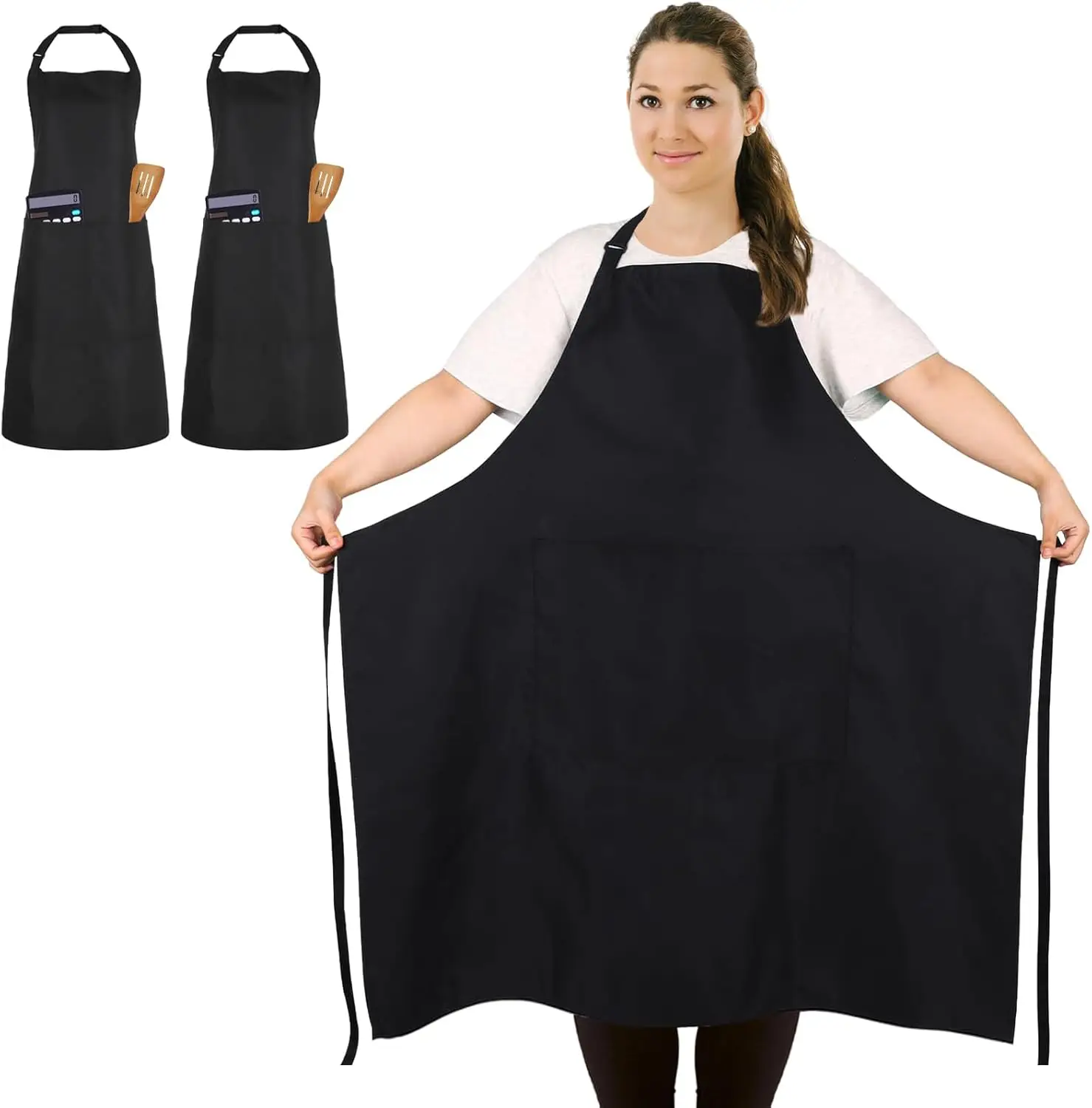 2 Pcs Plus Size Chef Apron, Unisex Professional Apron with 2 Pockets for Cooking, Baking, Work
2 Pcs Plus Size Chef Apron, Unisex Professional Apron with 2 Pockets for Cooking, Baking, Work