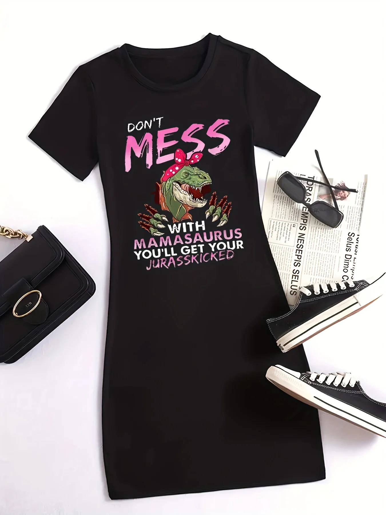 Женское облегающее платье больших размеров с принтом динозавра, повседневное платье с круглым вырезом и короткими рукавами, летняя женская повседневная одежда
Женское облегающее платье больших размеров с принтом динозавра, повседневное платье с круглым вырезом и короткими рукавами, летняя женская повседневная одежда