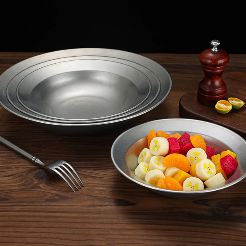 Retro Stainless Steel Dining Plate Salad Fruit Italian Pasta Plate Vintage Western Plate Household Kitchen Restaurant Tableware
Retro Stainless Steel Dining Plate Salad Fruit Italian Pasta Plate Vintage Western Plate Household Kitchen Restaurant Tableware