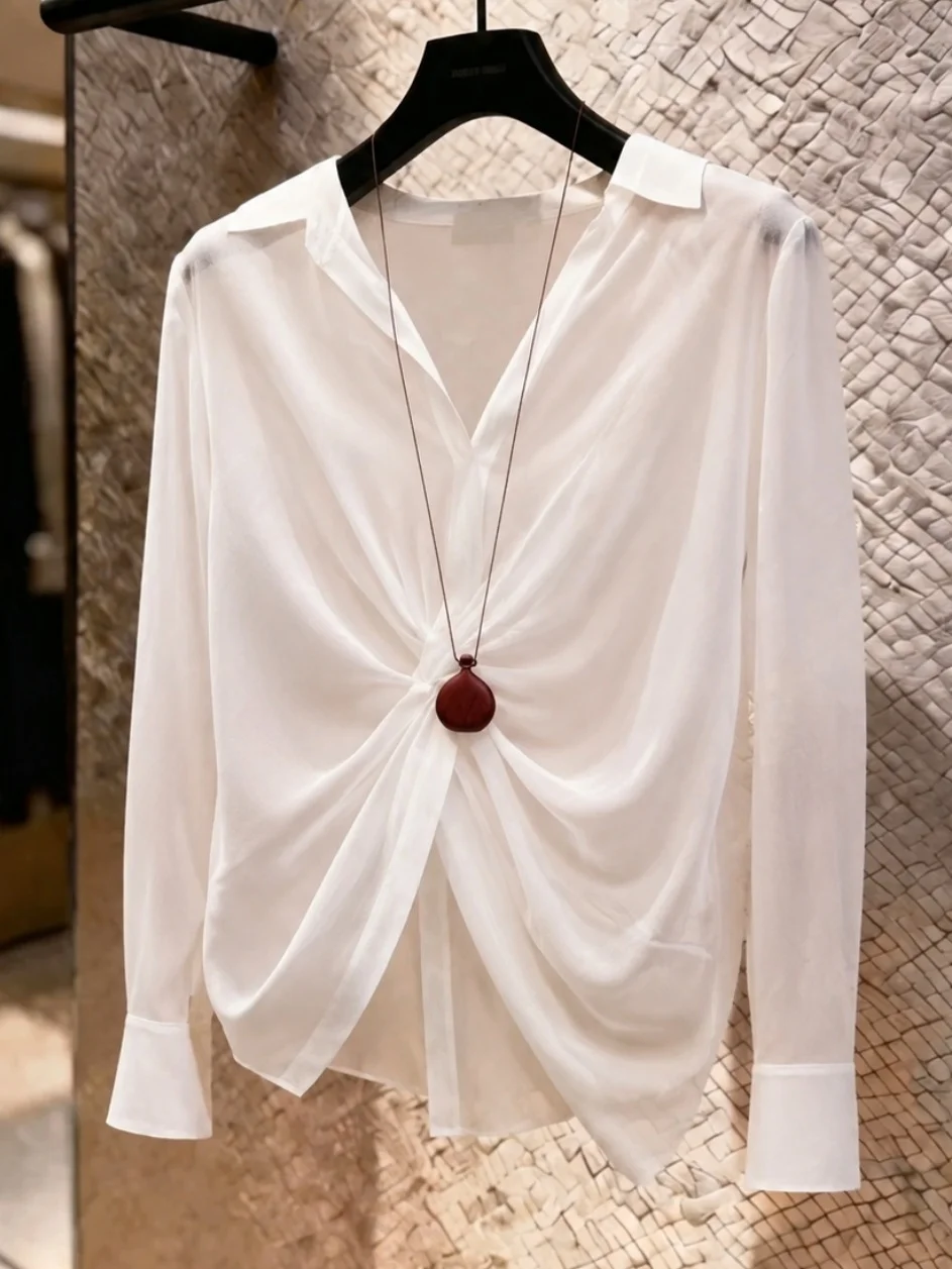Summer 2026 Casual Chic Design Knot Long Sleeve Women's Shirt Versatile Pure Color Sunscreen Top Commute Style Straight Cut
Summer 2026 Casual Chic Design Knot Long Sleeve Women's Shirt Versatile Pure Color Sunscreen Top Commute Style Straight Cut