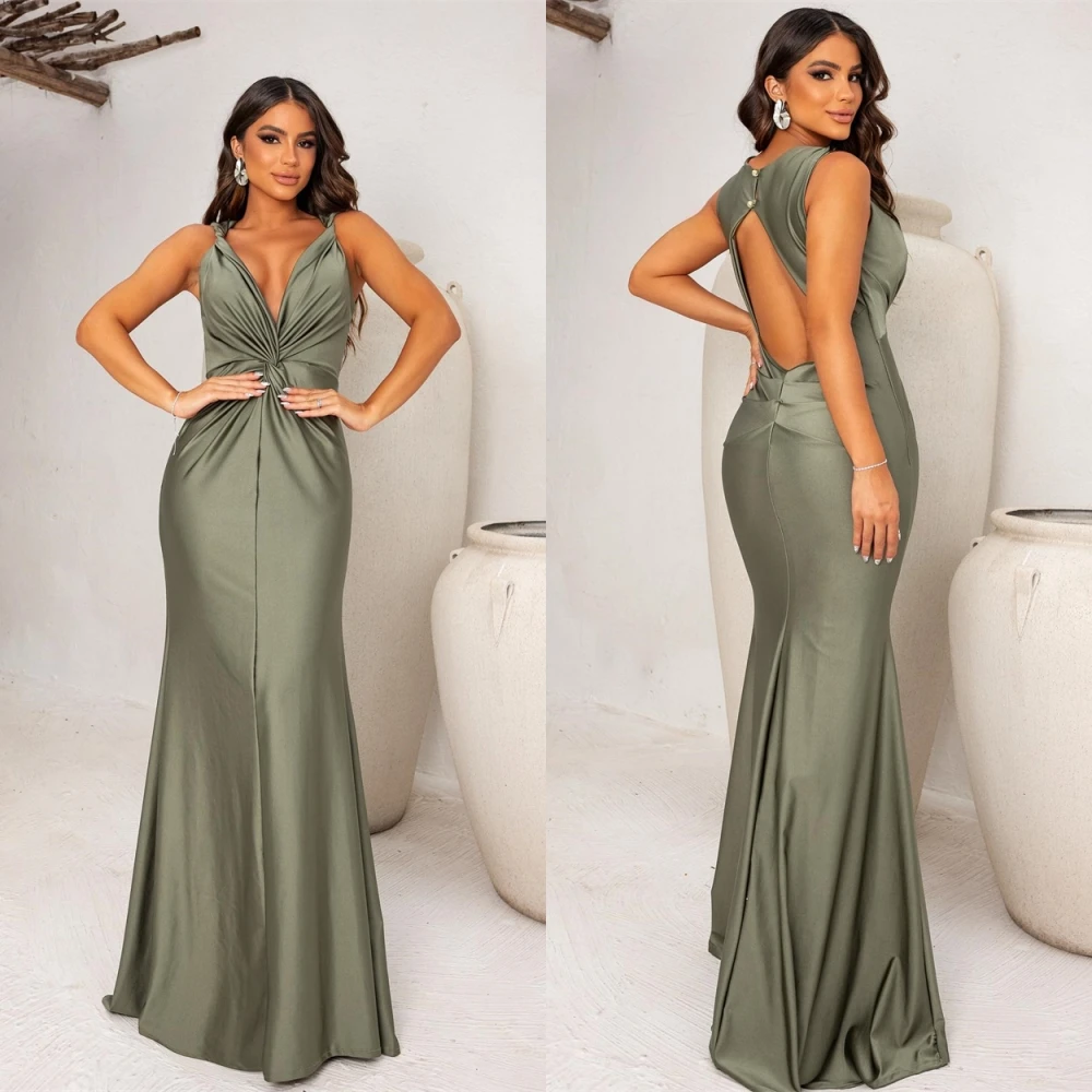 Customized Fashion Green Satin Evening Dress Mermaid V-Neck Cap Sleeve Sleeveless Celebrity Gowns Buttons Back Bridal
Customized Fashion Green Satin Evening Dress Mermaid V-Neck Cap Sleeve Sleeveless Celebrity Gowns Buttons Back Bridal