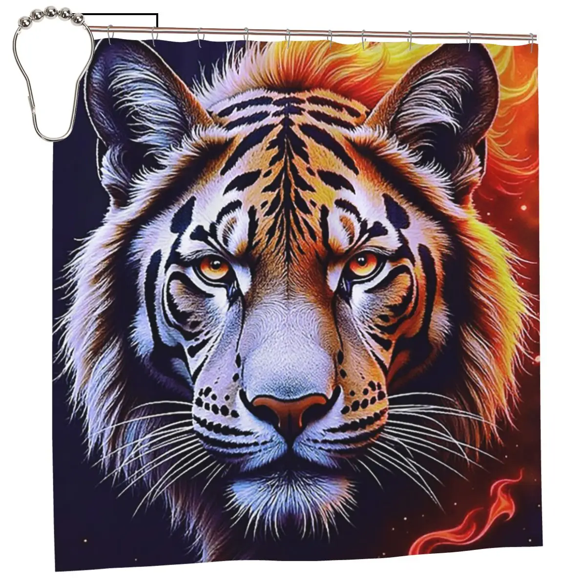 Занавеска для душа TigerLionFlame, полиэстеровая, водонепроницаемая, для ванной комнаты, с крючками
Занавеска для душа TigerLionFlame, полиэстеровая, водонепроницаемая, для ванной комнаты, с крючками