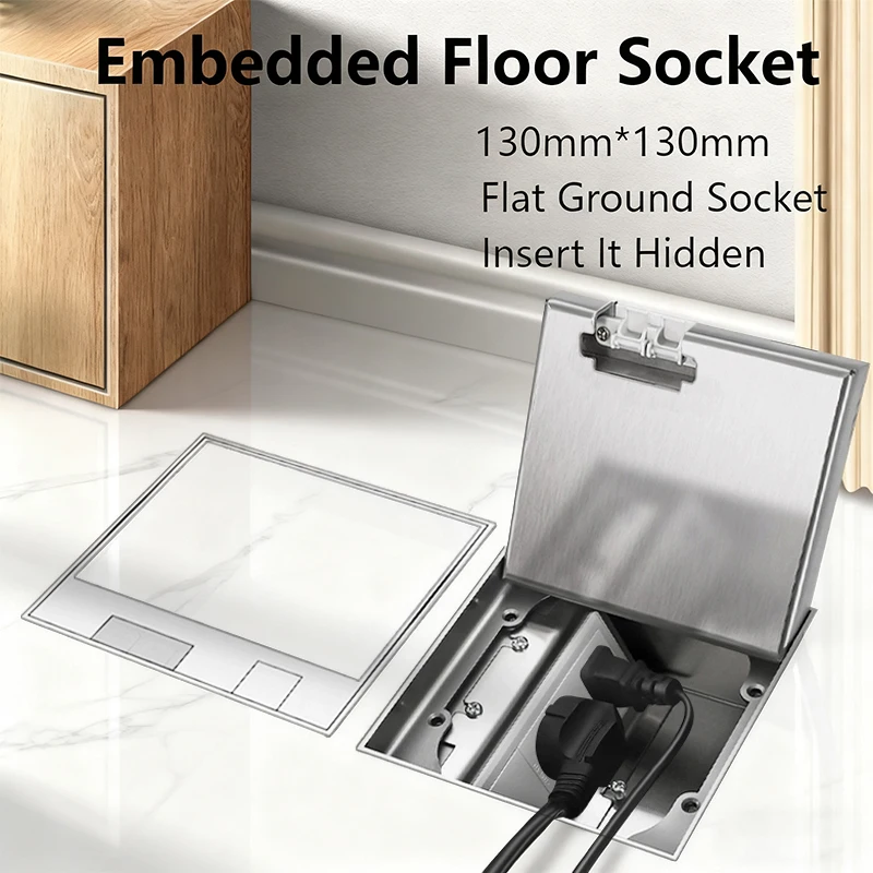 Silver Marble EU Household Embedded Stainless Steel Ground Plug Power Socket EU/IT/UK/FR Hidden Flat Floor Sockets 130mm X 130mm 
Silver Marble EU Household Embedded Stainless Steel Ground Plug Power Socket EU/IT/UK/FR Hidden Flat Floor Sockets 130mm X 130mm